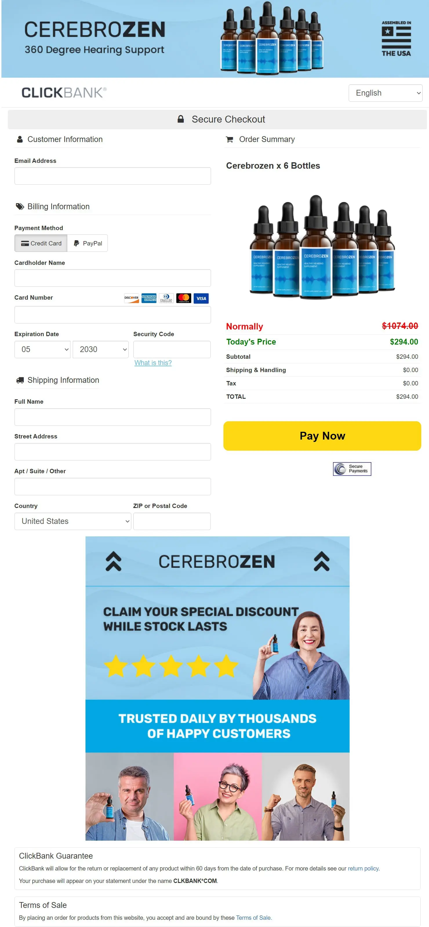 Cerebrozen order page